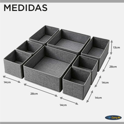 Organizador 8 Cajas Divisiones Carry All Ropa Interior Accesorios