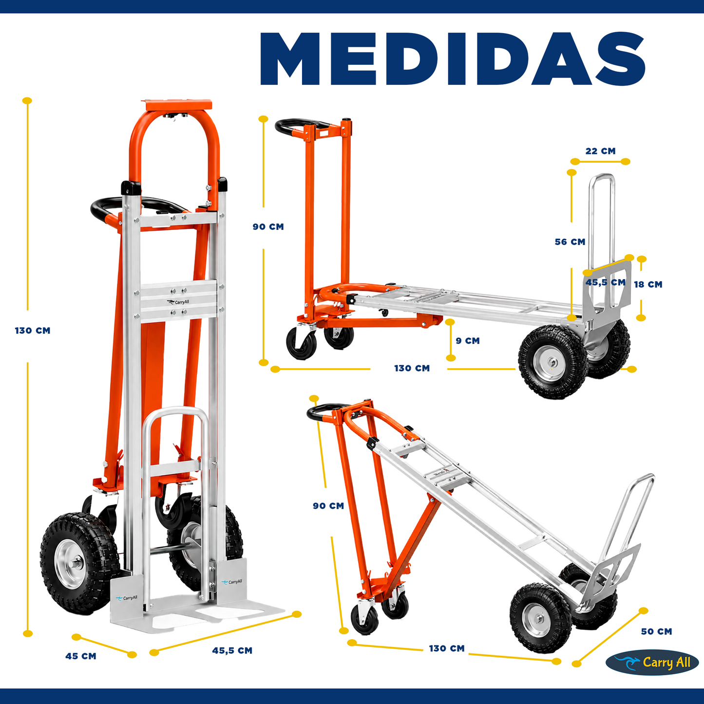 Carro De Carga Plegable 4 En 1 Titan 350 Kilos Plus Carry All Tipo Yegua O Plataforma