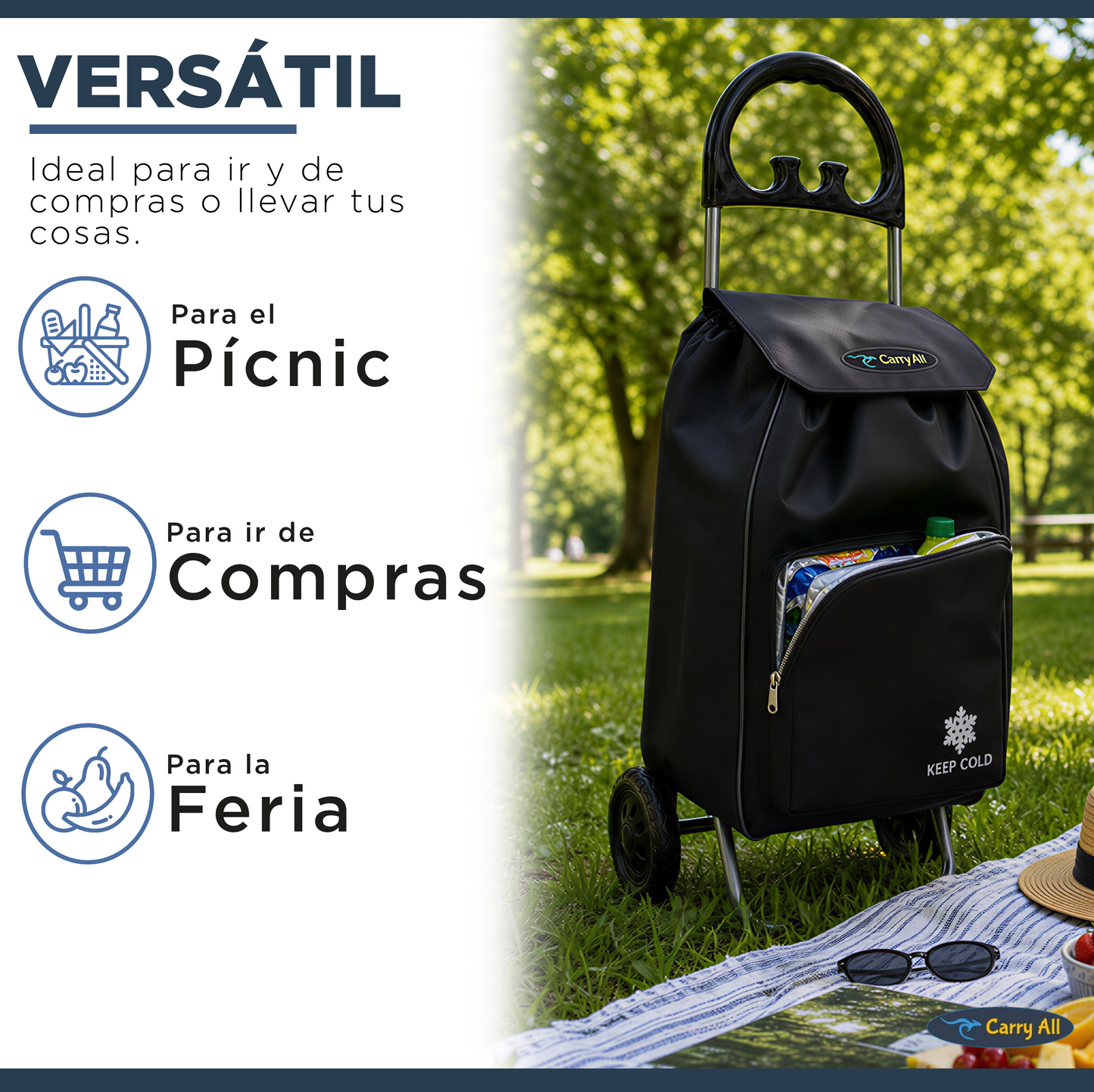 Carrito De Compras Plegable Carry All Glasgow 47 Litros Carro De Feria