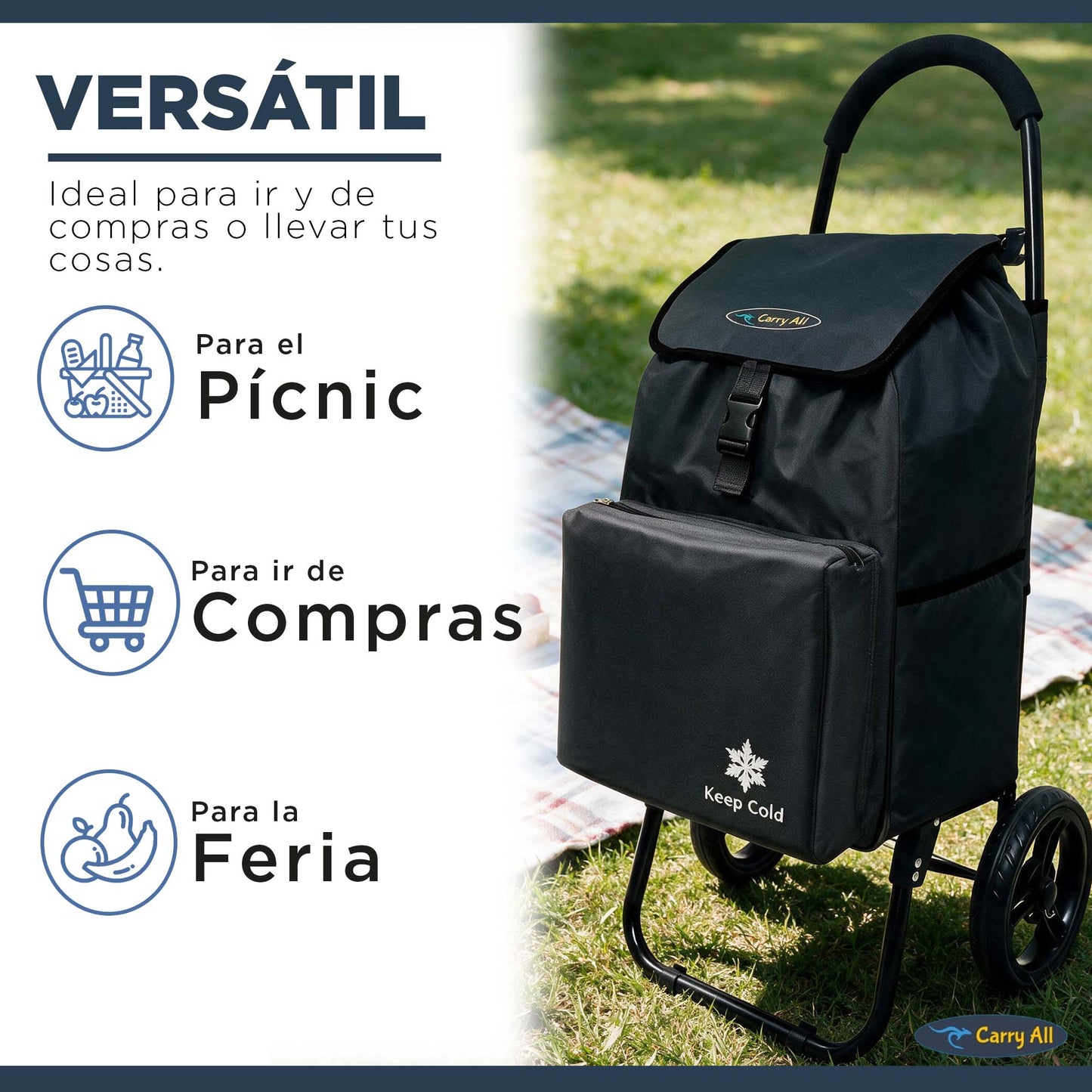 Carrito De Compras Plegable Carry All Sidney 03 55 Lts Bolsillo Cooler