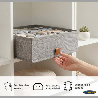 Pack de 3 Cajas Organizadoras Closet Carry All 16 Divisiones Ropa Interior Accesorios Gris
