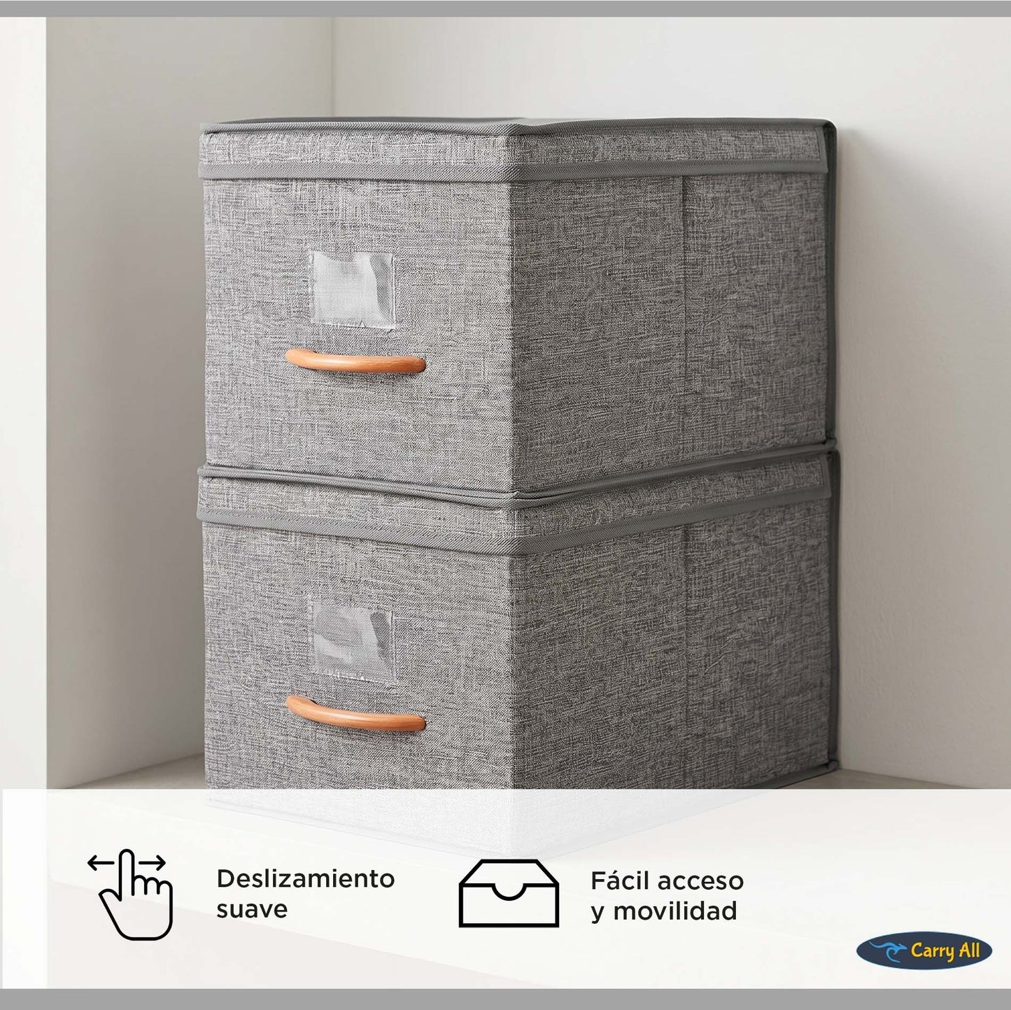 Pack 2 Cajas Organizadoras Carry All Plegables Closet Ropa L