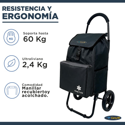 Carrito De Compras Plegable Carry All Sidney 03 55 Lts Bolsillo Cooler