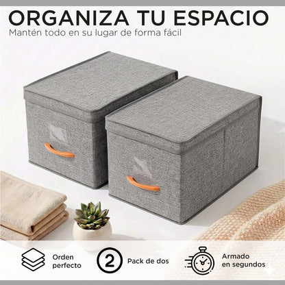 Pack 2 Cajas Organizadoras Carry All Plegables Closet Ropa L