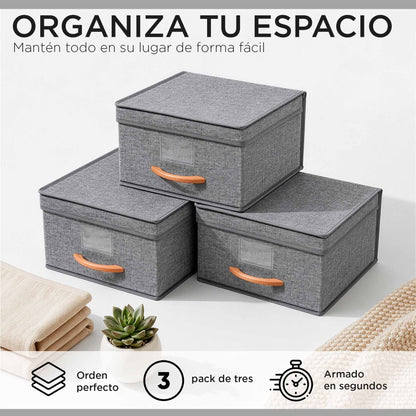 Pack 3 Cajas Organizadoras Carry All Plegables Closet Ropa S