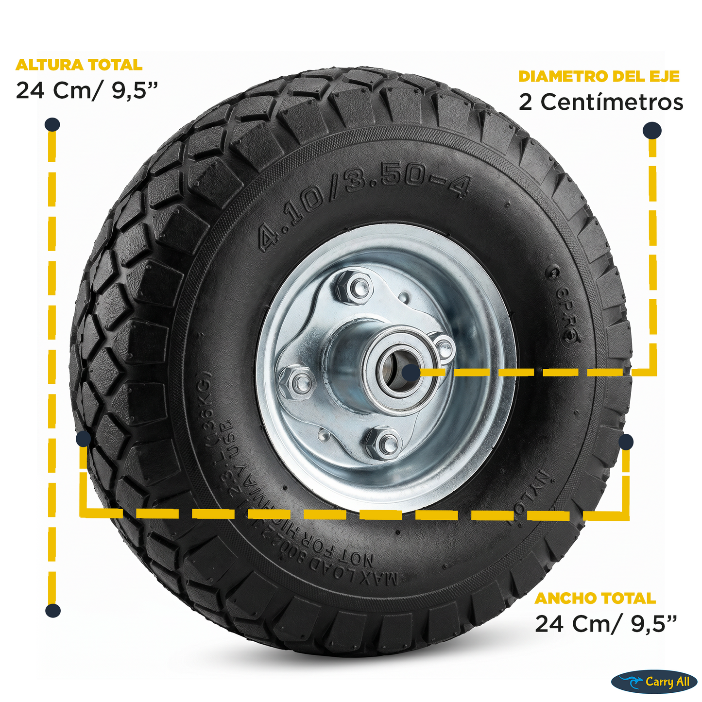 Rueda de Repuesto Neumática 10 Pulgadas Carry All para Carro de Carga Tipo Yegua