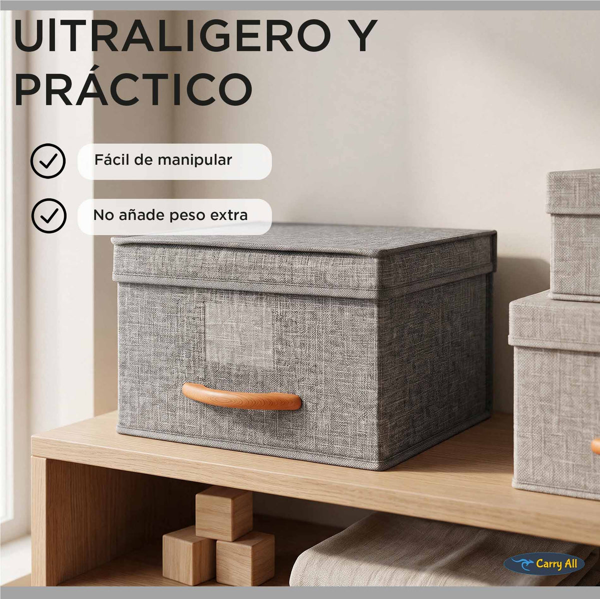 Pack 3 Cajas Organizadoras Carry All Plegables Closet Ropa S