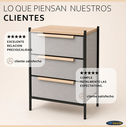 Velador Cajonera Carry All 3 Cajones Línea Minimalist