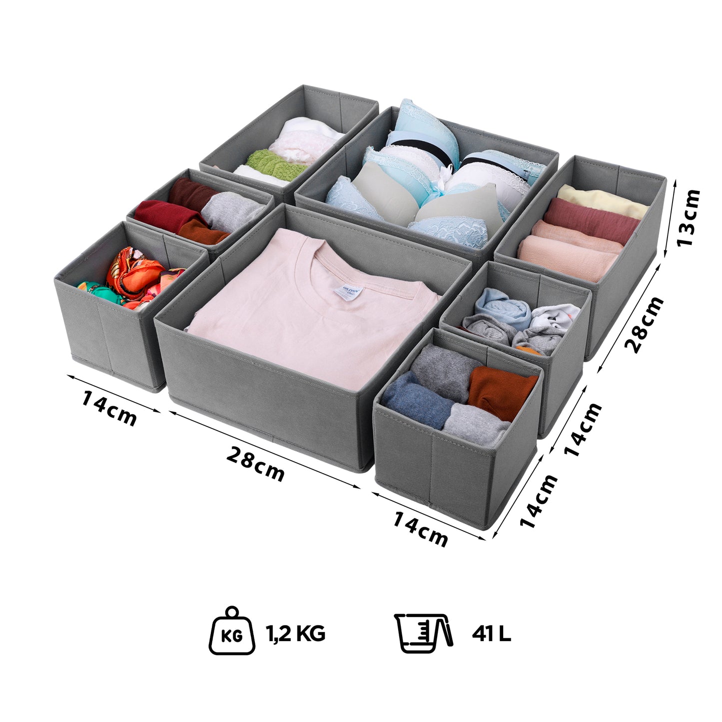 Organizador 8 Cajas Divisiones Carry All Ropa Interior Accesorios