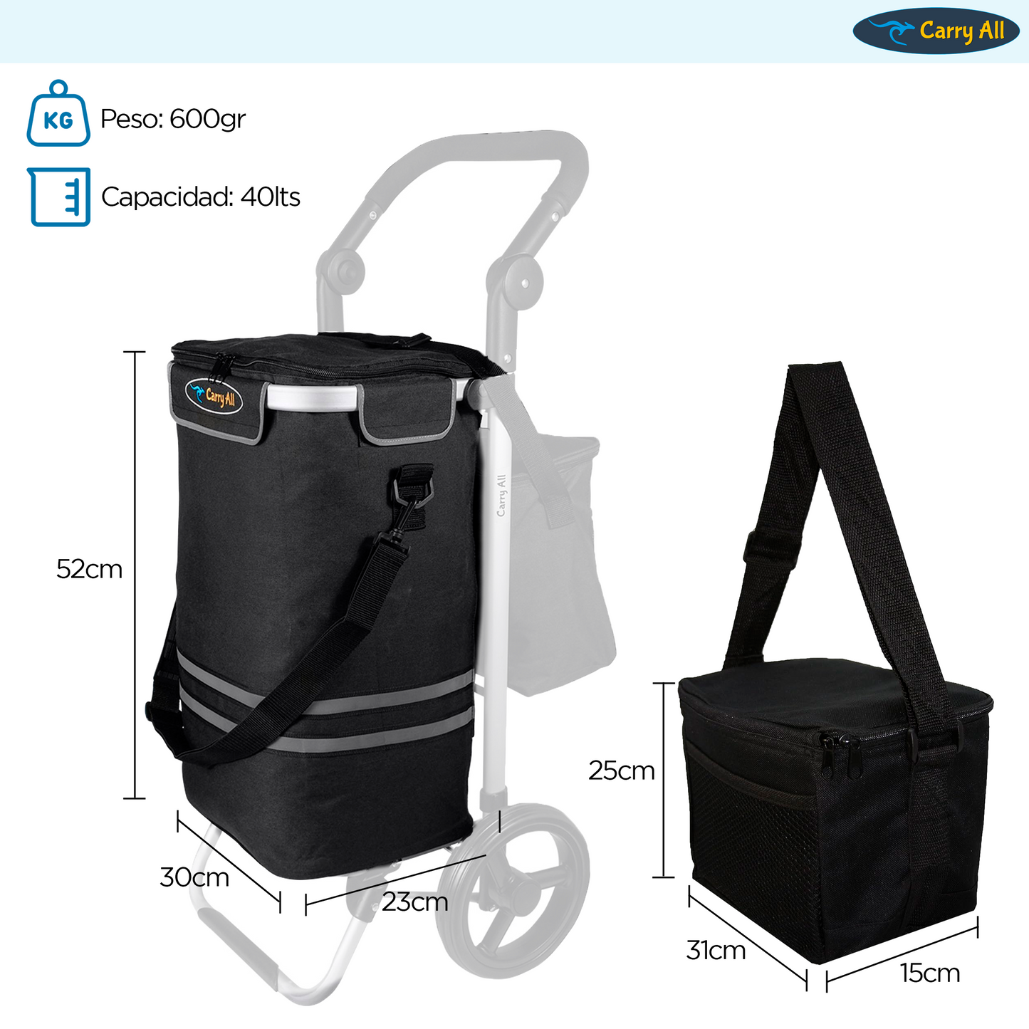 Carrito de Compra Plegable Carry All Perth 52 Litros Bolso Cooler Carro Feria