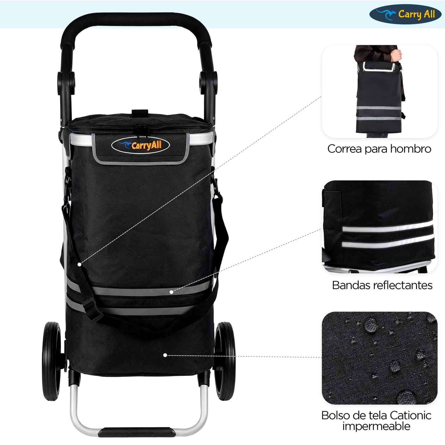 Carrito de Compra Plegable Carry All Perth 52 Litros Bolso Cooler Carro Feria