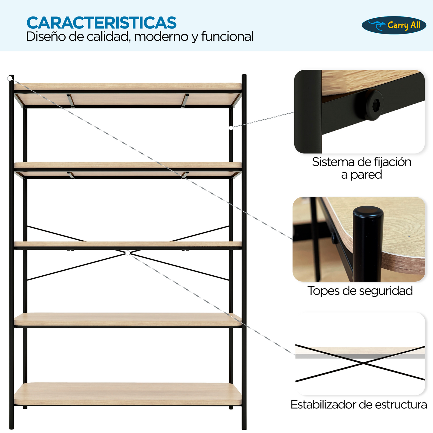 Repisa Estante 5 Niveles Carry All Línea Minimalist