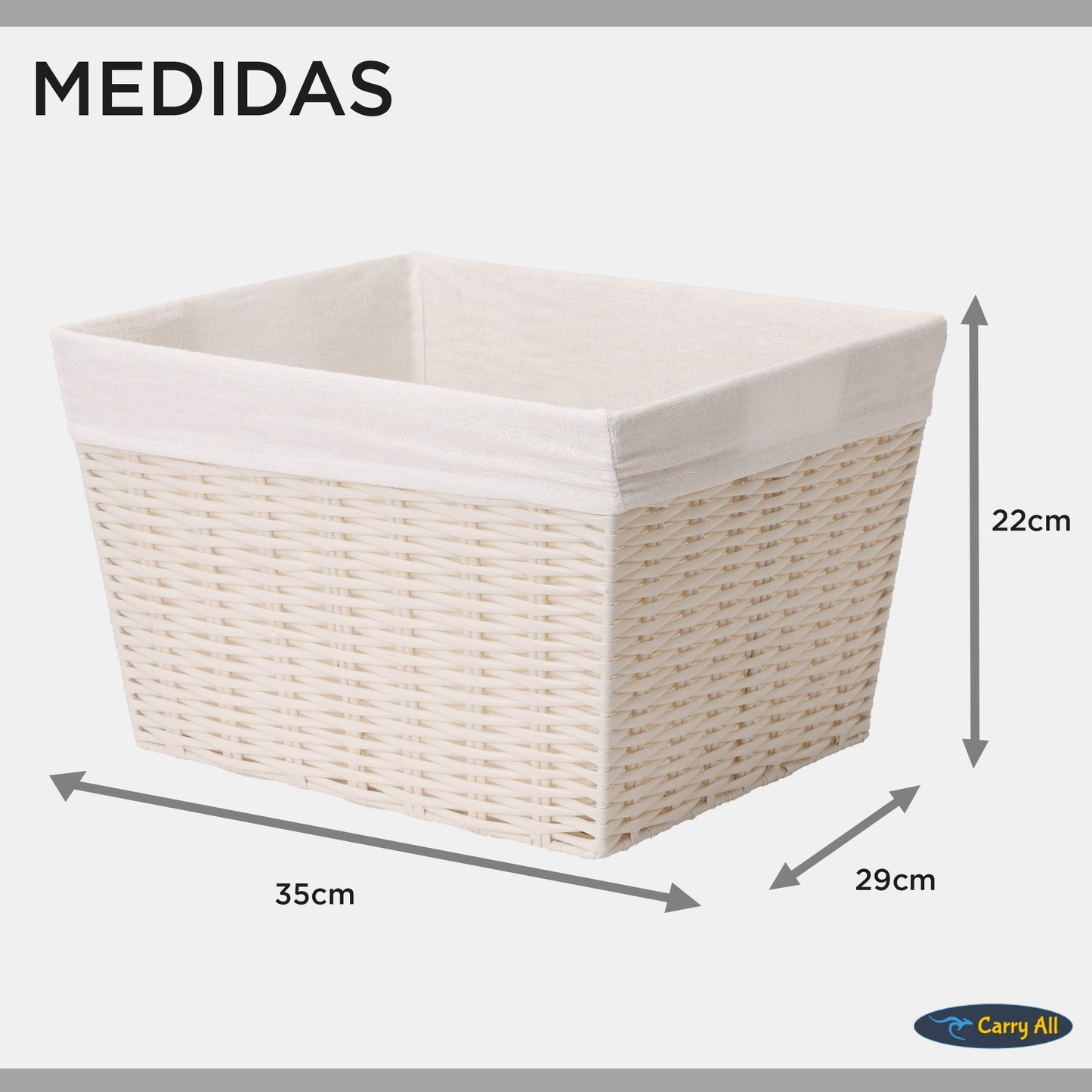 Pack 2 Canastos Cestas Organizadoras Carry All Estilo Ratán Crema M