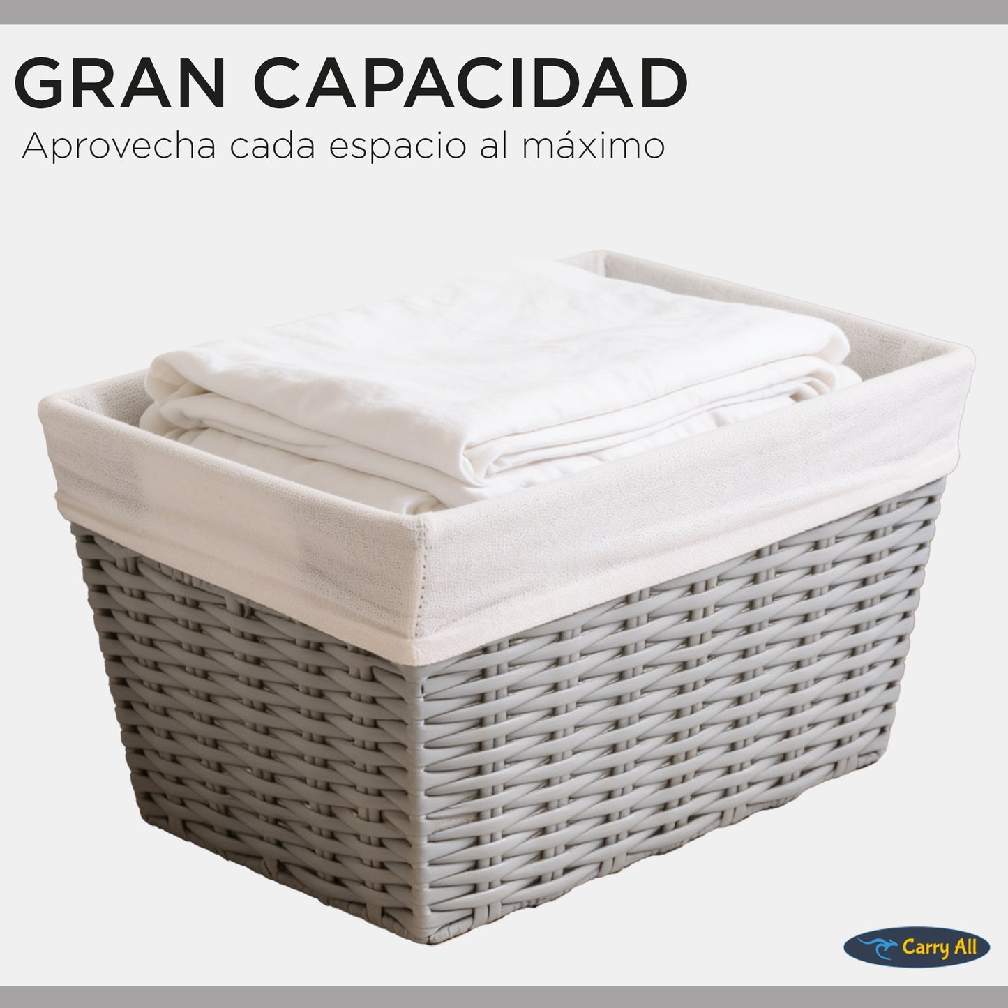 Pack 3 Canastos Cestas Organizadoras Carry All Estilo Ratán Gris S