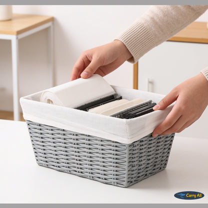 Pack 3 Canastos Cestas Organizadoras Carry All Estilo Ratán Gris S
