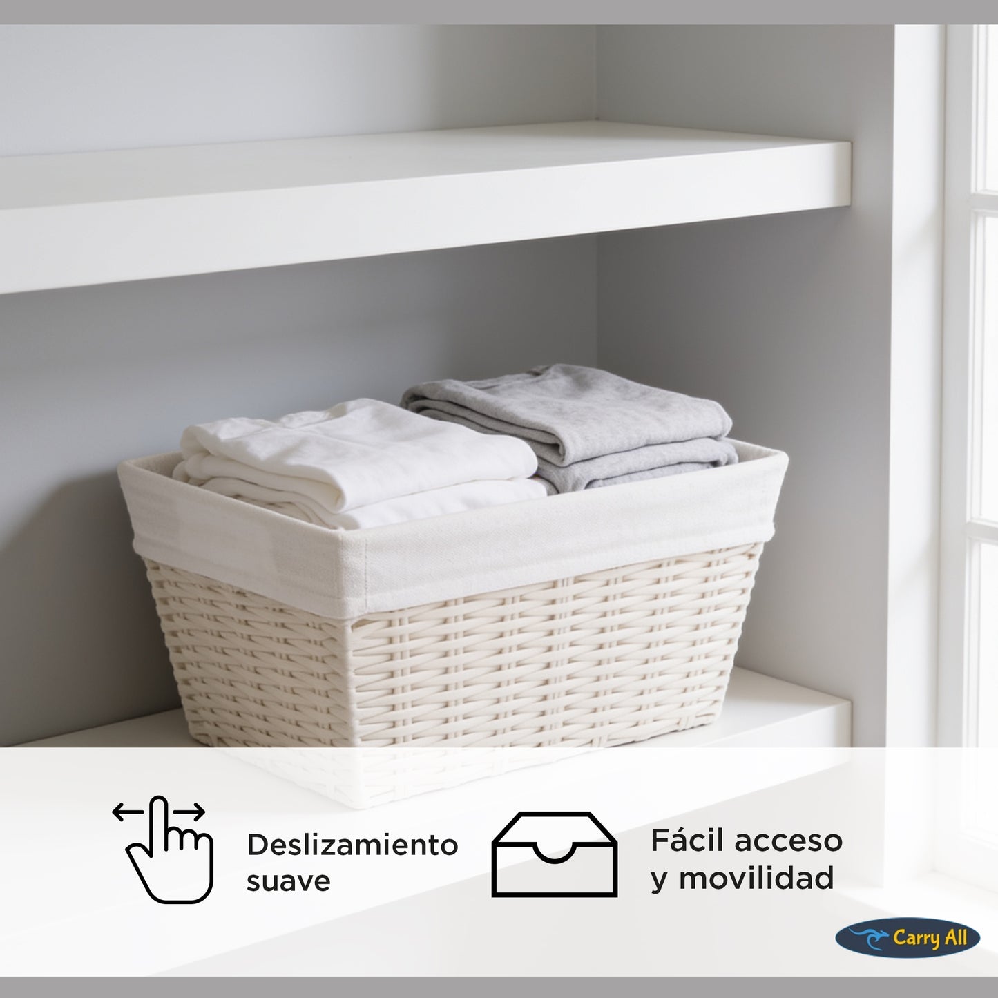 Pack 3 Canastos Cestas Organizadoras Carry All Estilo Ratán Crema S