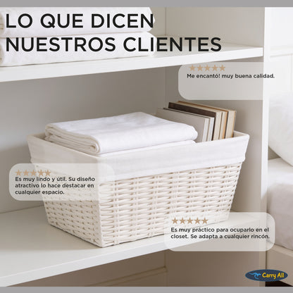 Pack 3 Canastos Cestas Organizadoras Carry All Estilo Ratán Crema S