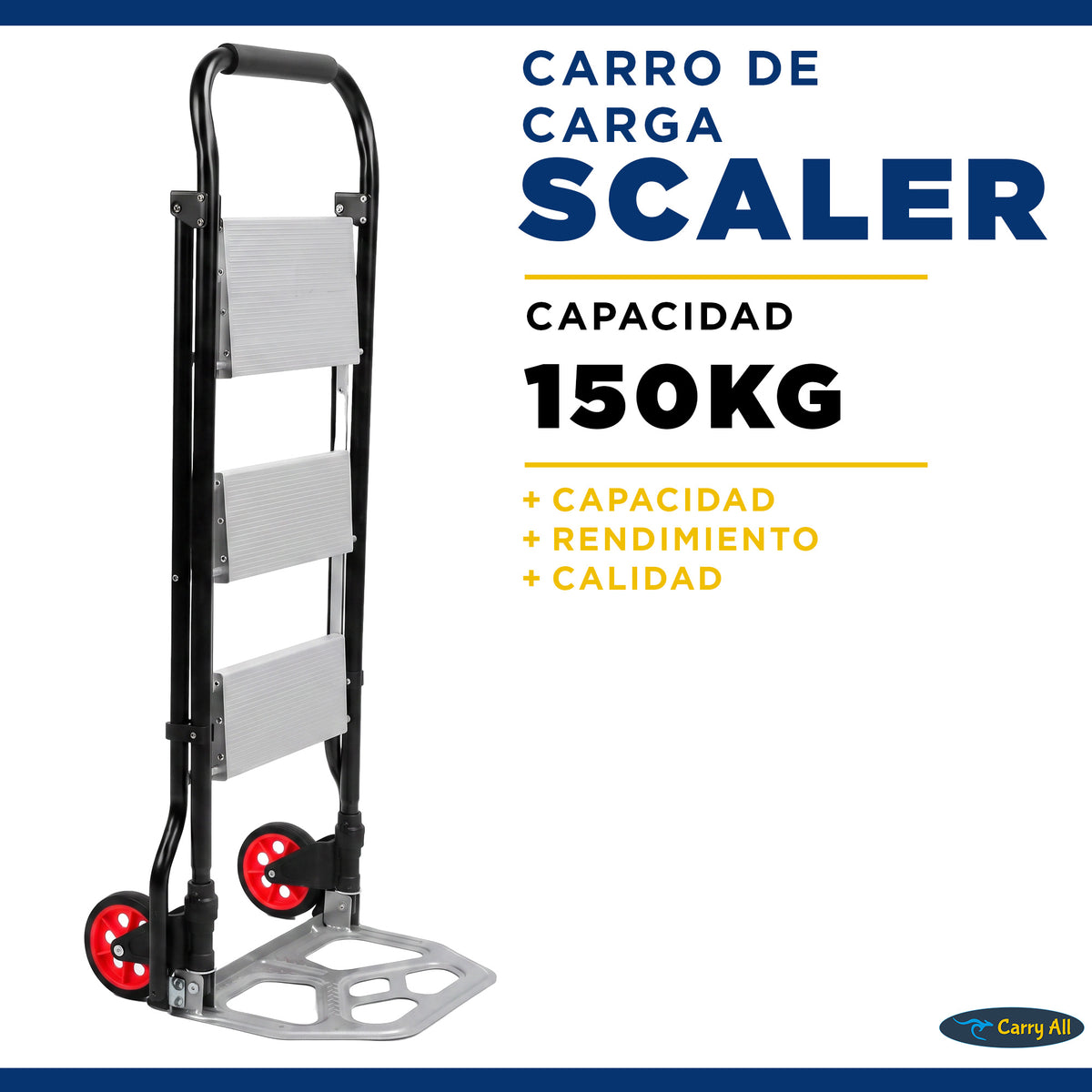 Escalera 3 Peldaños Y Carro De Carga Carry All Plegable Tipo Yegua 2 En 1