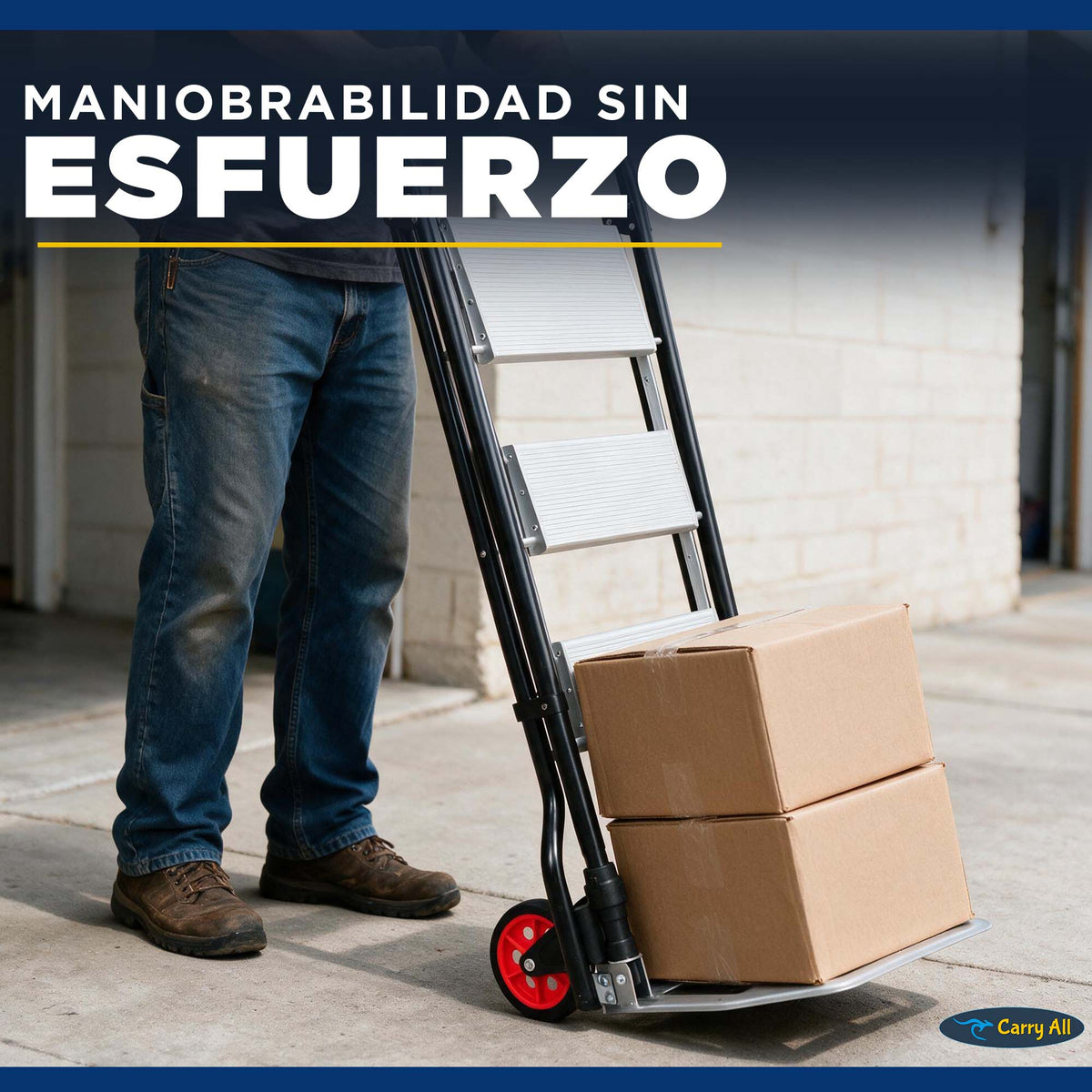 Escalera 3 Peldaños Y Carro De Carga Carry All Plegable Tipo Yegua 2 En 1