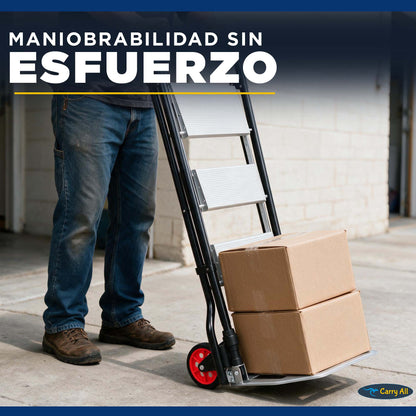 Escalera 3 Peldaños Y Carro De Carga Carry All Plegable Tipo Yegua 2 En 1