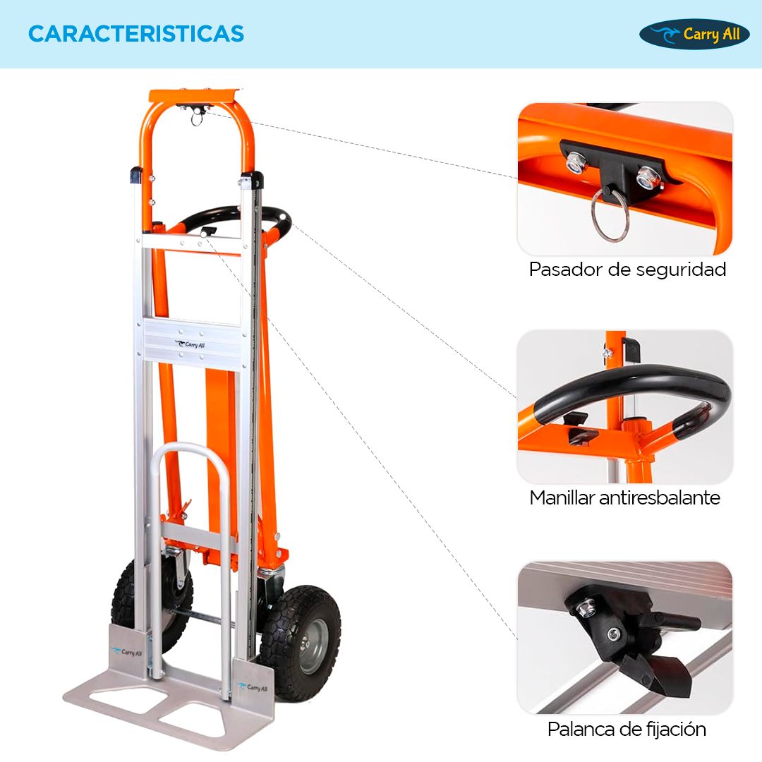 Carro De Carga Plegable 4 En 1 Titan 350 Kilos Plus Carry All Tipo Yegua O Plataforma