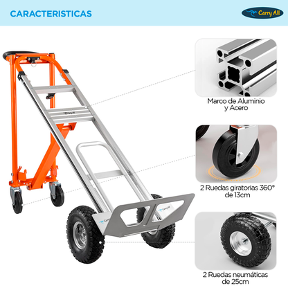 Carro De Carga Plegable 4 En 1 Titan 350 Kilos Plus Carry All Tipo Yegua O Plataforma