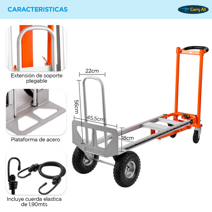 Carro De Carga Plegable 4 En 1 Titan 350 Kilos Plus Carry All Tipo Yegua O Plataforma