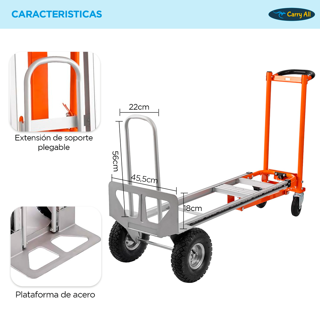 Carro De Carga Plegable 4 En 1 Titan 350 Kilos Plus Carry All Tipo Yegua O Plataforma