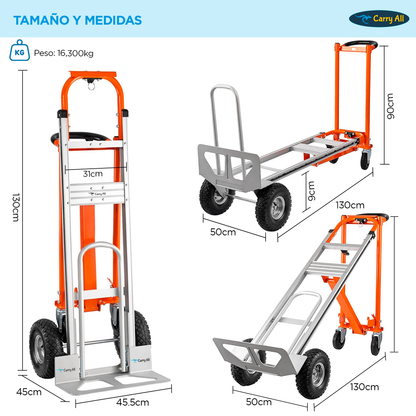 Carro De Carga Plegable 4 En 1 Titan 350 Kilos Plus Carry All Tipo Yegua O Plataforma