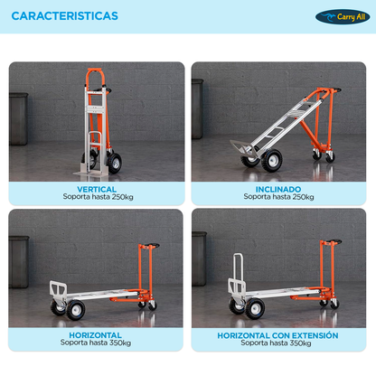 Carro De Carga Plegable 4 En 1 Titan 350 Kilos Plus Carry All Tipo Yegua O Plataforma
