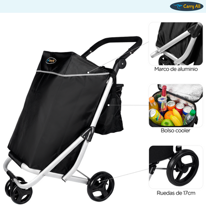 Carrito De Compras Plegable Carry All Vancouver 70 Litros Con Cooler