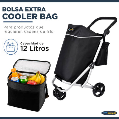 Carrito de Compras Premium Vancouver 52 Litros Carro Feria Con Bolso Cooler