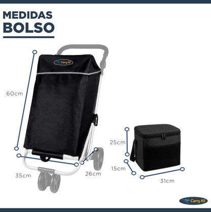 Carrito de Compras Premium Vancouver 52 Litros Carro Feria Con Bolso Cooler