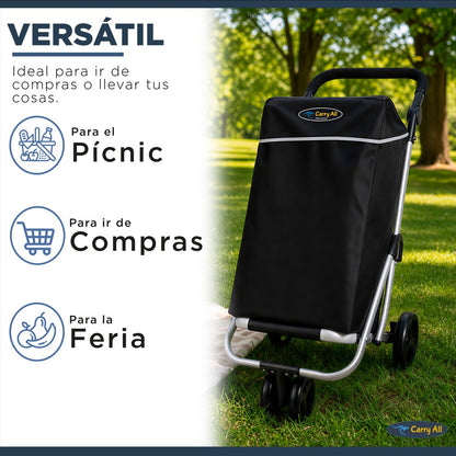 Carrito de Compras Premium Vancouver 52 Litros Carro Feria Con Bolso Cooler