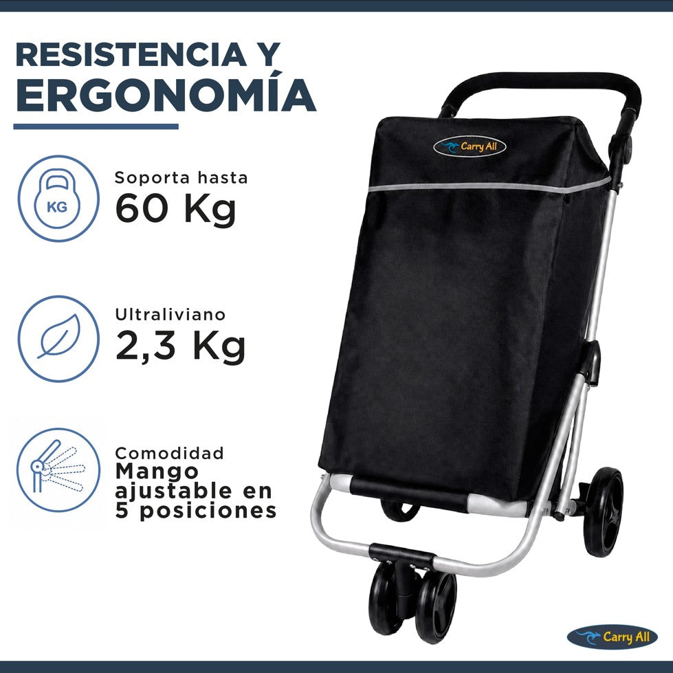 Carrito de Compras Premium Vancouver 52 Litros Carro Feria Con Bolso Cooler