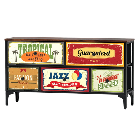 Mueble Comoda Cajonera Carry All 5 Cajones Decorados Linea Vintage