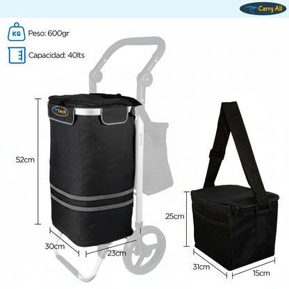 Carrito de Compra Plegable Carry All Perth 52 Litros Bolso Cooler Carro Feria