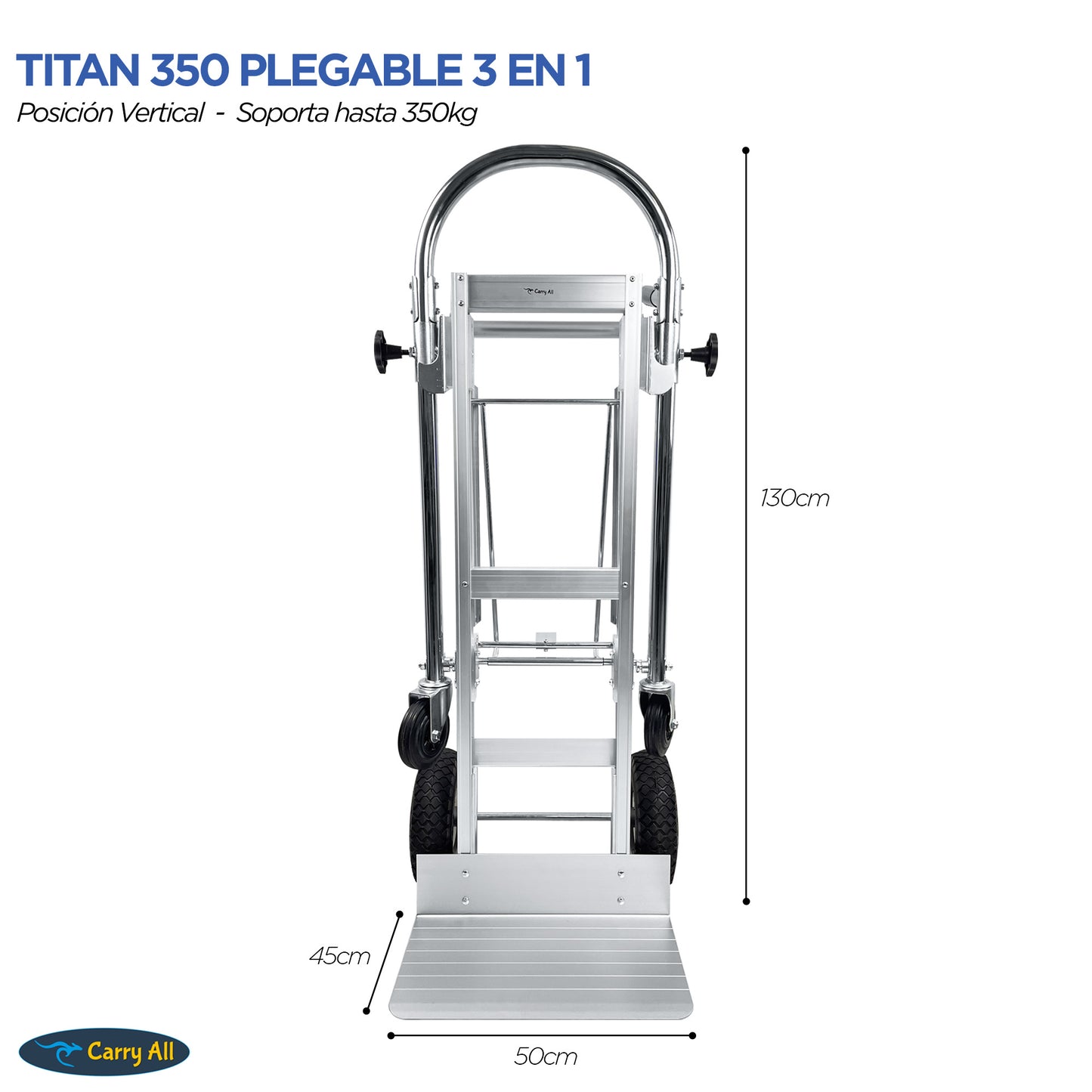 Carro De Carga Plegable 3 En 1  Titan 350 Kilos Carry All Tipo Yegua Plataforma