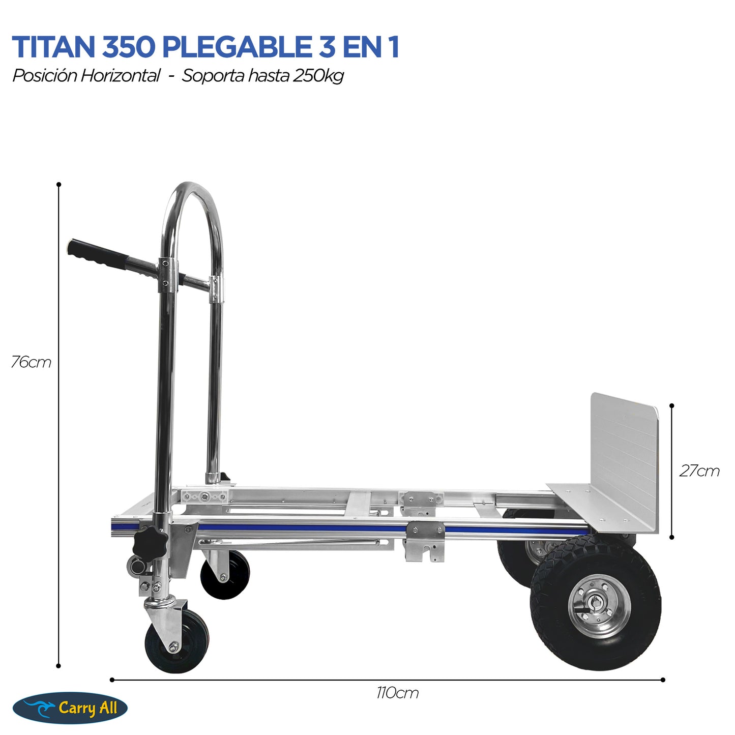 Carro De Carga Plegable 3 En 1  Titan 350 Kilos Carry All Tipo Yegua Plataforma