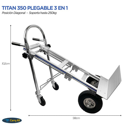 Carro De Carga Plegable 3 En 1  Titan 350 Kilos Carry All Tipo Yegua Plataforma