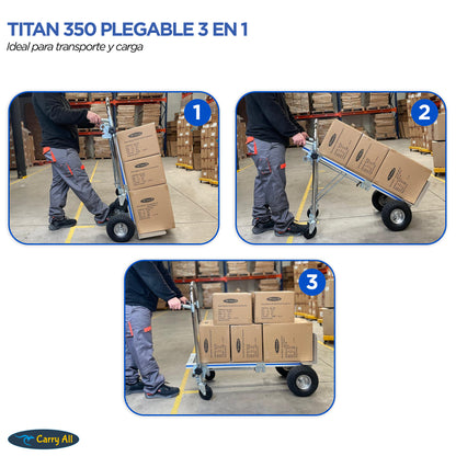 Carro De Carga Plegable 3 En 1  Titan 350 Kilos Carry All Tipo Yegua Plataforma